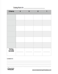 Grading Rubric form